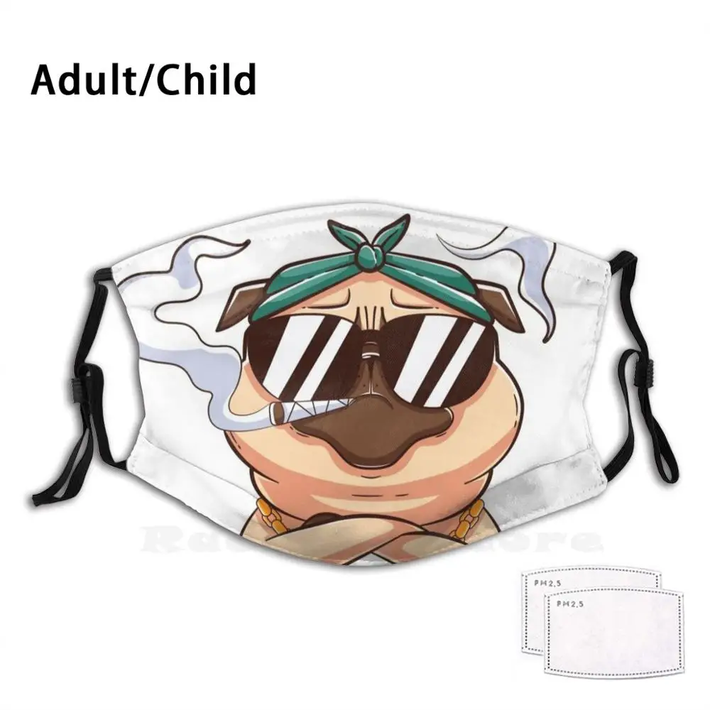 Маска для мопса многоразовая с фильтром Pm2.2080 маска лица забавным принтом Мопсов