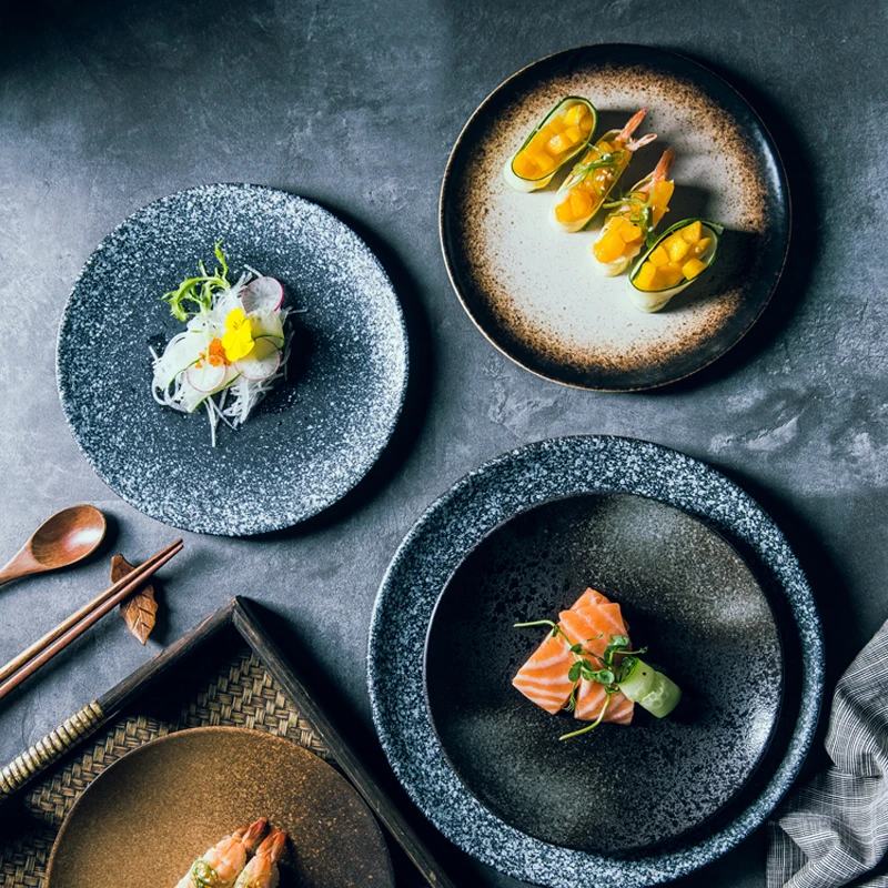 Керамическая тарелка в стиле ретро винтажные креативные тарелки японские