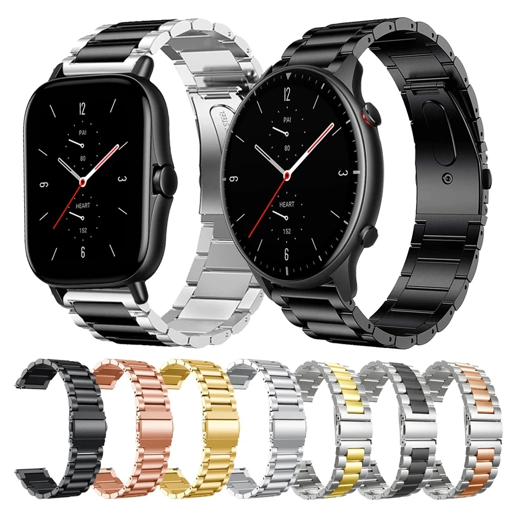 

20mm 22mm Stainless Steel Strap Replacement Band For Huami Amazfit GTR 2 Strap for Amazfit GTS 2 Bip S & Stratos 3 Watchbands