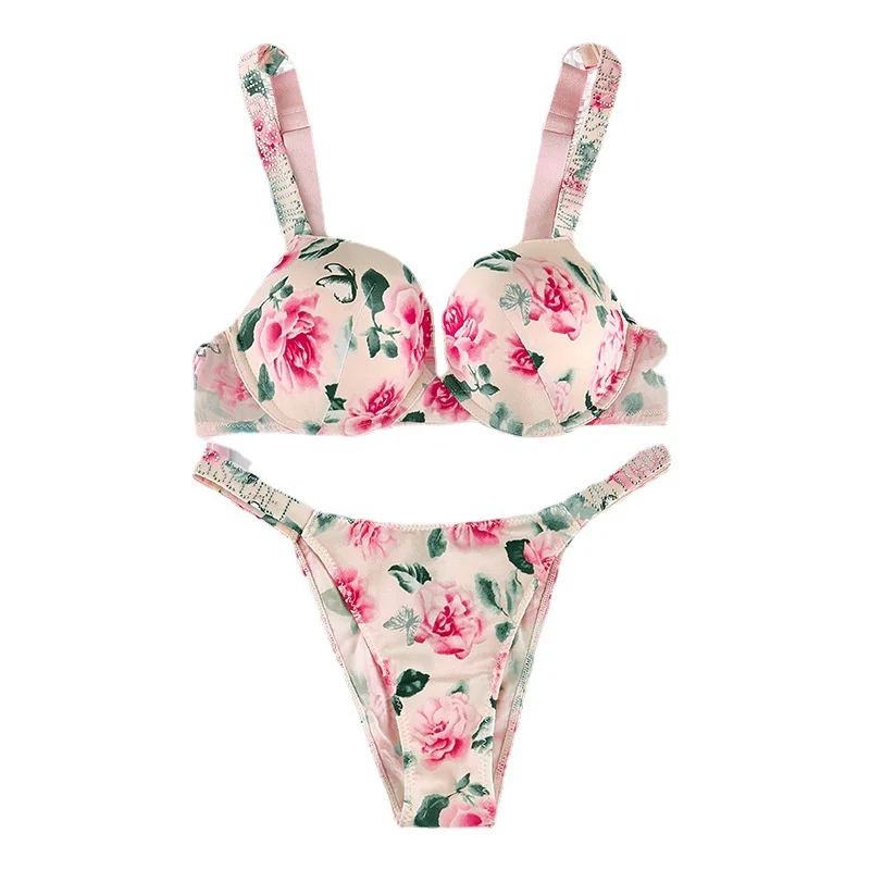 

Rose sexy vs diamond letter Rhinestone new women's underwear set party medium thick non slip breathable Underwear Set