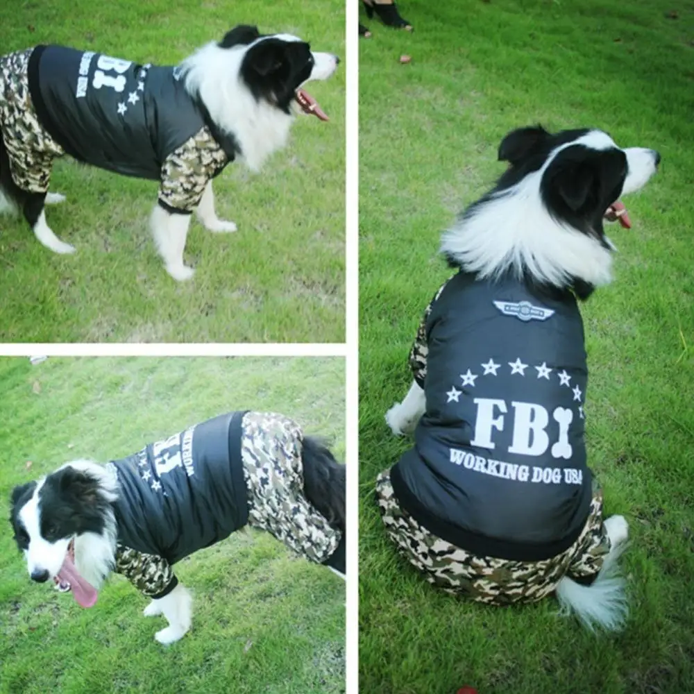 E8 зимний теплый комбинезон для больших собак хлопковая одежда камуфляжный