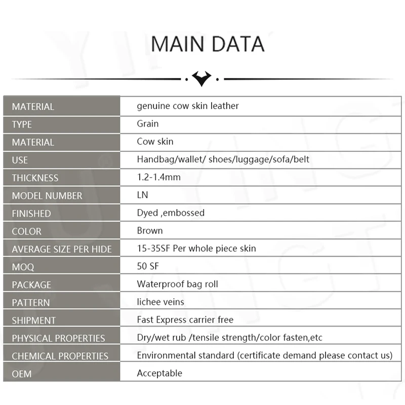 Бесплатная доставка OEM Натуральная Воловья кожа Коричневая Lichee сказочная