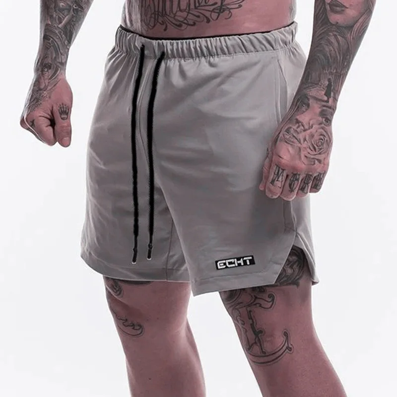 

Men Shorts Summer Casual Shorts Fitness Workout Eyelet Fabric Comfortable Wear for Mens with Three Zipper Packets