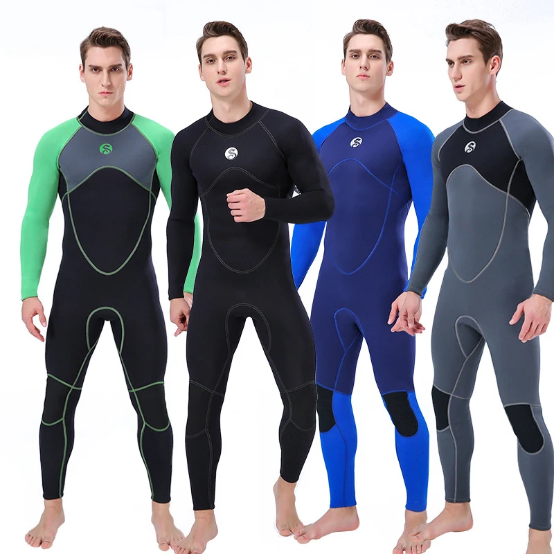 Men 3mm Neoprene Wetsuit Full-body Surfing Swim Spearfishing Diving Suit Snorkeling Triathlon Wetsuit For Cold Water One-Piece
