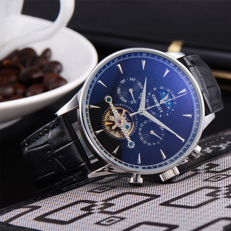 Часы мужские автоматические 44 мм стальной корпус чёрный циферблат