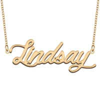 lindsay name necklace for women stainless steel jewelry 18k gold plated nameplate pendant femme mother girlfriend gift