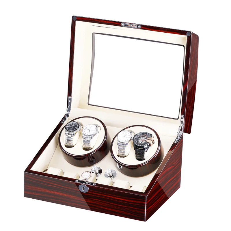 

4+6 Red Sandal Wood Baking Inside buff Watch Winder for automatic watches watch box automatic winder storage display case box