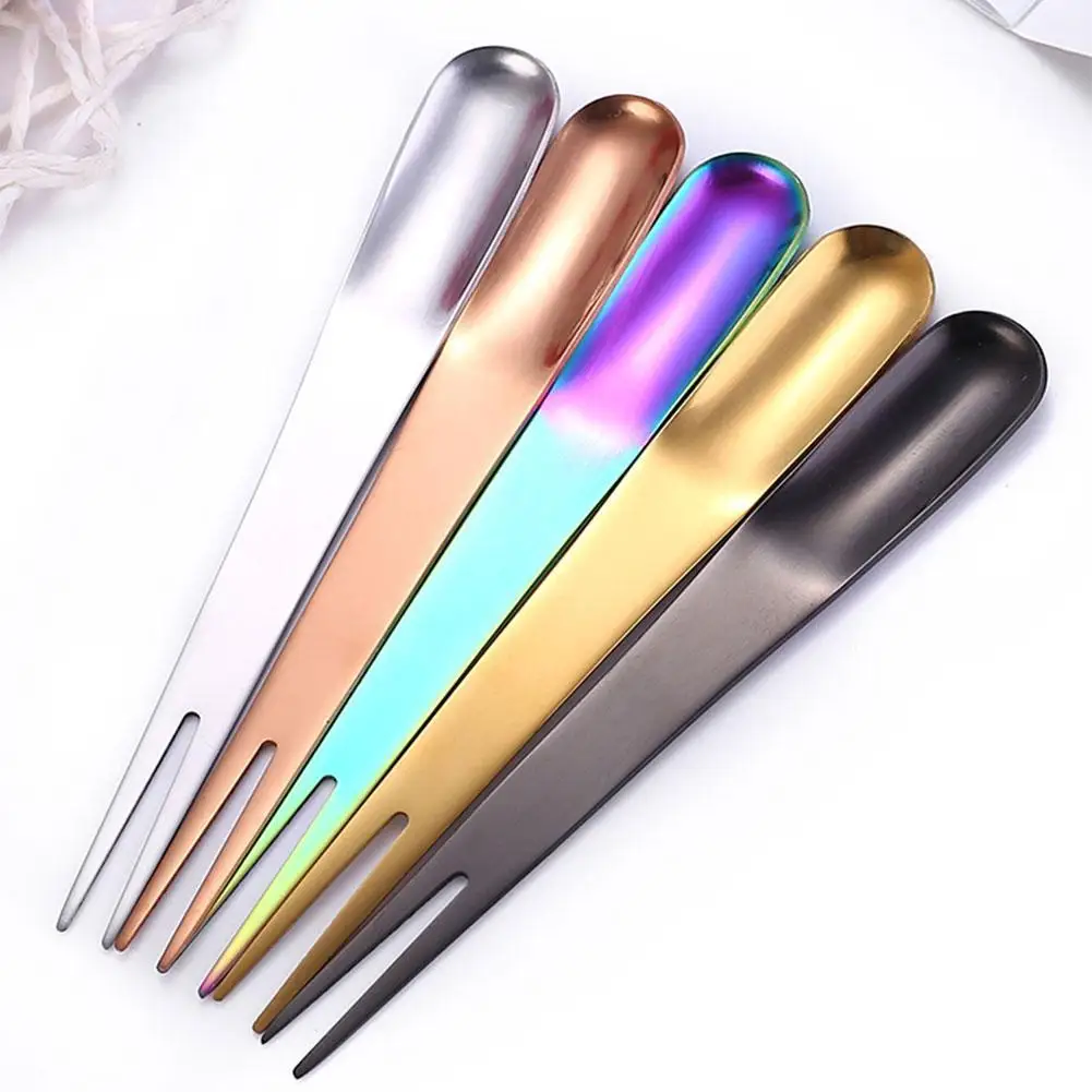 

2 In1 Multifunction Small Fork Fruit Fork Salad Fork Food Cake Fork Kitchen Picks One Dual-use Gilded Accessories Spoon X7Q4
