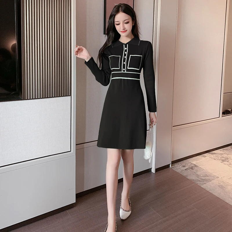 COIGARSAM модное женское цельнокроеное платье с длинным рукавом в корейском