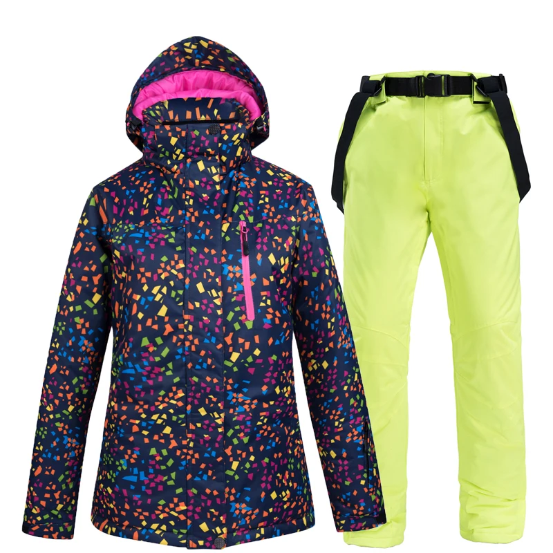 Лыжный костюм для женщин; новинка зимы; теплая водонепроницаемая ветрозащитная одежда; зимние брюки; лыжные куртки; женские комплекты; лыжные и сноубордические костюмы