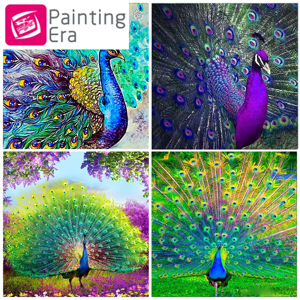 Новый дизайн 5D DIY алмазная живопись Вышивка фиолетово синий Павлин Полный