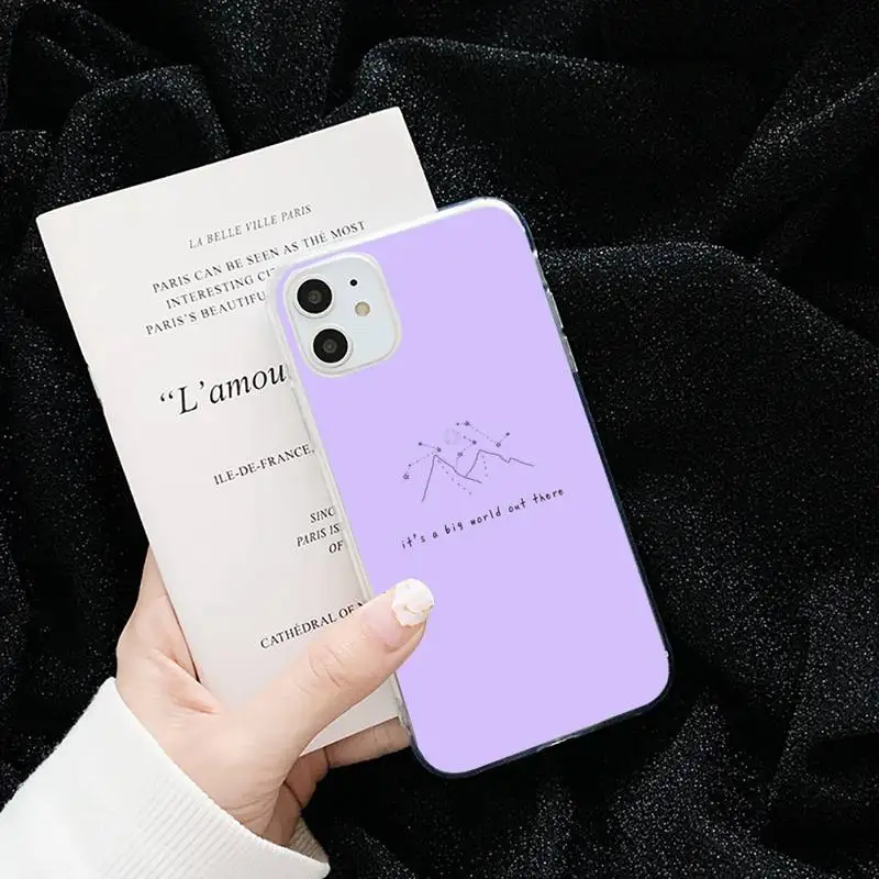 

purple Doodles Aesthetics color Phone Case Transparent for iPhone 6 7 8 11 12 s mini pro X XS XR MAX Plus cover funda shell