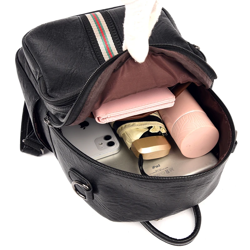 

Vintage Soft Leather Female Fashion Backpack Outing All Match Exquisite Popular Back Pocket Bags for Women 2021 New Arrival