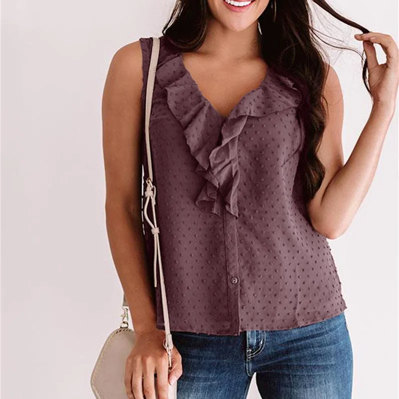 

Женская блузка с V-образным вырезом, без рукавов