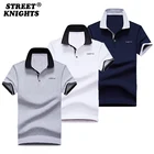 Рубашка-поло мужская с вышивкой, хлопок, Повседневная модная деловая Однотонная рубашка-поло, большие размеры, лето 2021