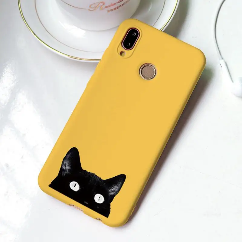 Khu-dbheimao Розовый матовый Мягкий ТПУ чехол с котом для huawei P30 P8 P9 P10 P20 mate 20 10 Lite Y6 Pro Y9 P Smart Plus чехол-накладка - Цвет: Khu-dbheimao
