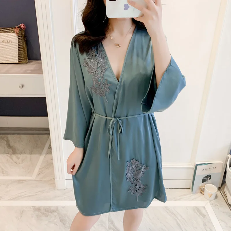 Атласное свадебное платье невесты с длинным рукавом кружевное кимоно летнее