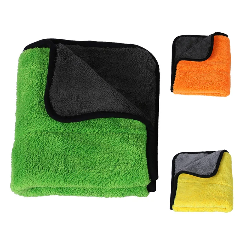 

Ultra Soft Coral velvet Car Cleaning Cloth Buffing Wax Polish Towels Fast Drying Multi-purpose 45x38cm yellow+gray