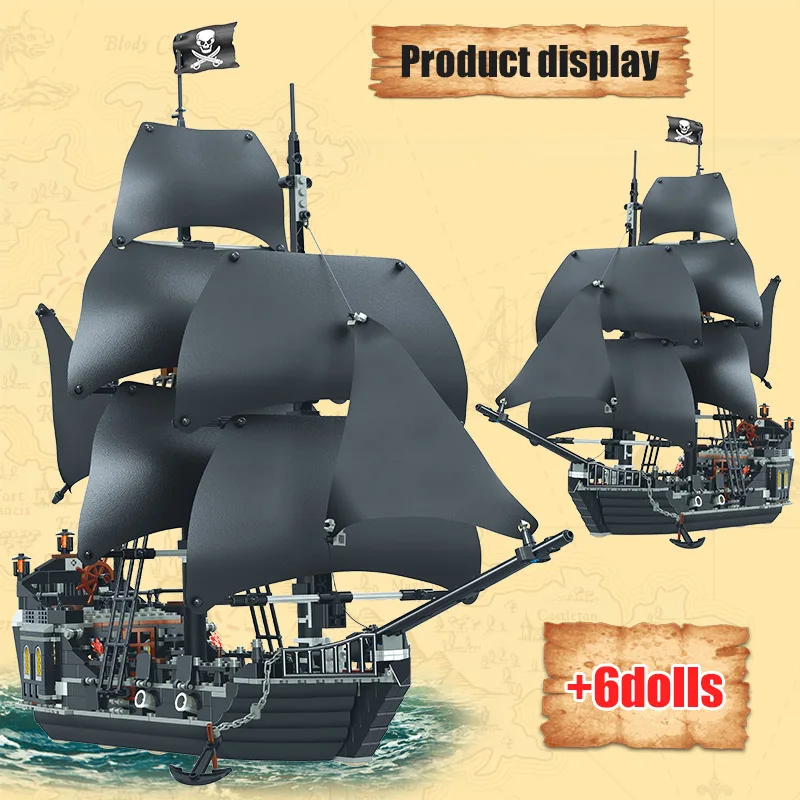 

4184 корабль с черной жемчужиной, пиратские корабли 4195, модель пиратов Карибского моря, строительные блоки, кирпичи, подарки на день рождения, ...