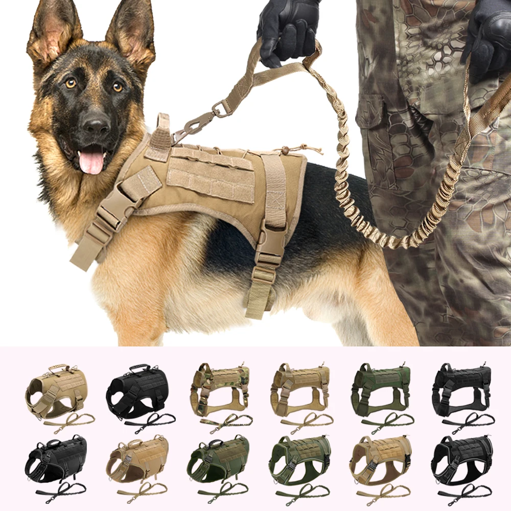 Pettorina per cani tattica No Pull imbracatura per addestramento di animali domestici militare regolabile gilet Molle con manico per cani di taglia media escursione all'aperto