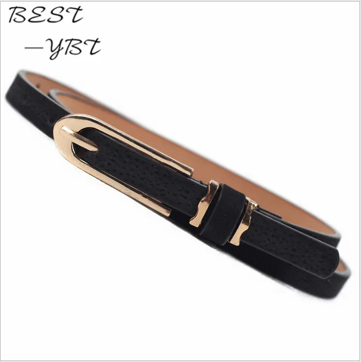 Новый Многоцветный Тонкий женский пояс из свиной кожи с металлической пряжкой