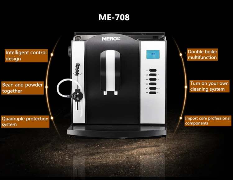 MEROL ME-708 полностью автоматический домашний 19 бар Двойной бойлер самоочищающийся автоматический доильный пузырь обеззараживание кофемашина