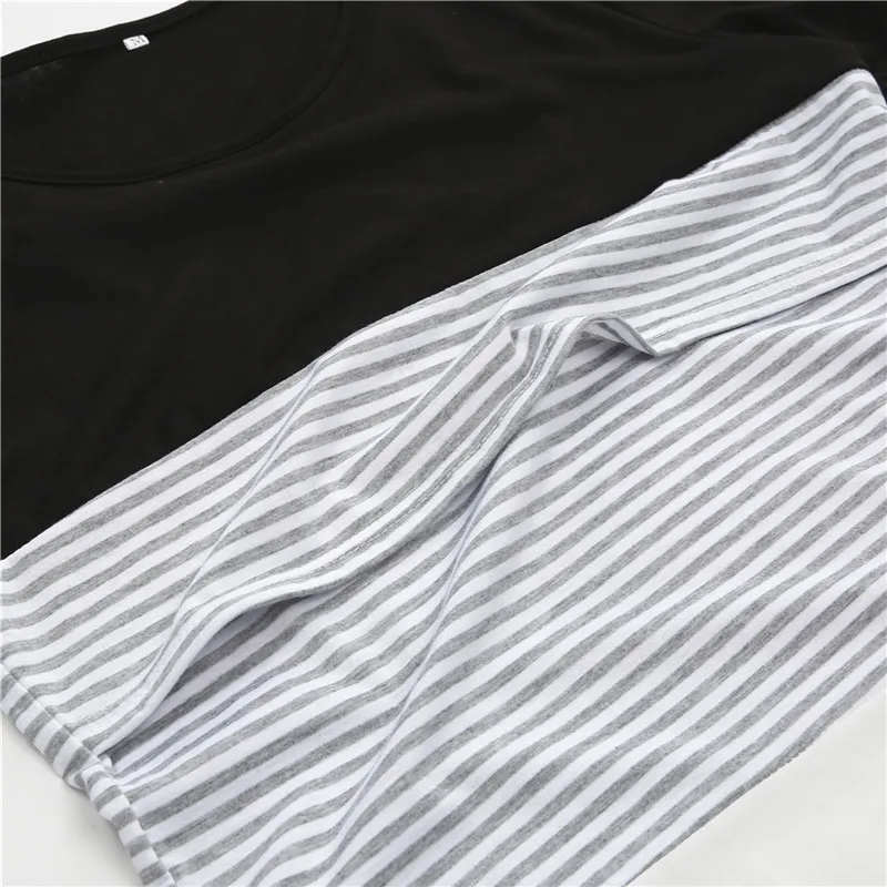 Camiseta de lactancia de maternidad para mujer, Tops de lactancia, camiseta de manga corta a rayas de talla grande, S-2XL-4