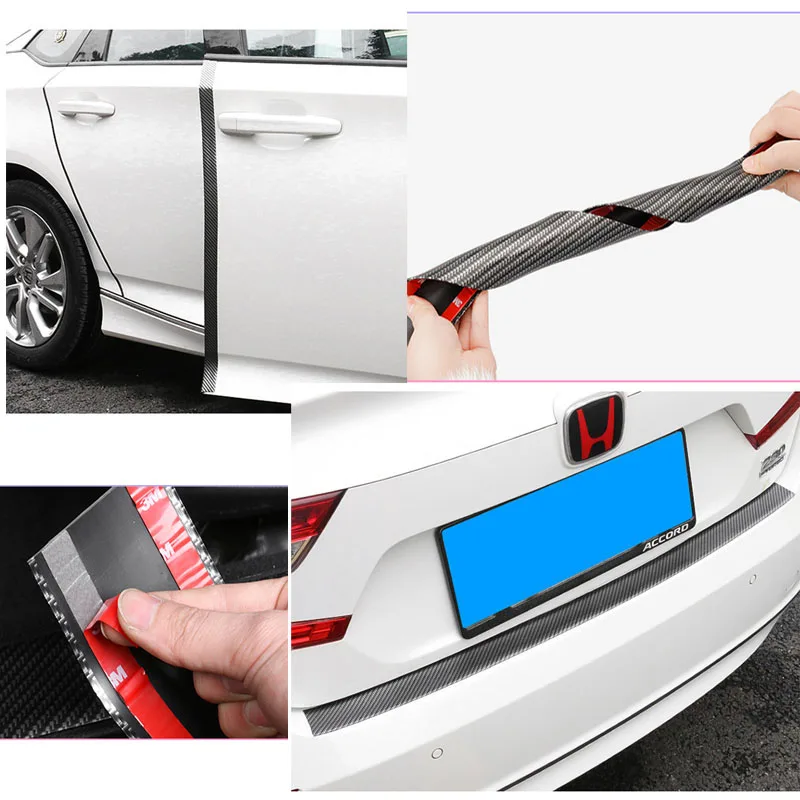 Резиновая молдинговая лента 1 м из углеродного волокна мягкая черная отделка