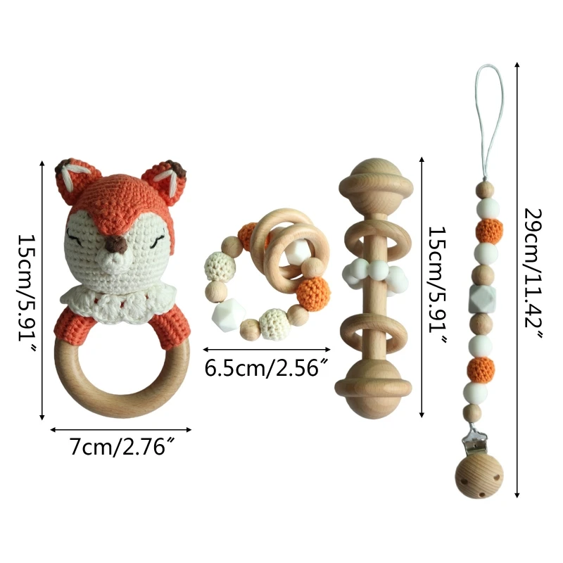 

Baby Pacifier Clips Teething Bracelets Crochet Elk Soother Chain Infants Rattle Teether Newborn Dummy Holder