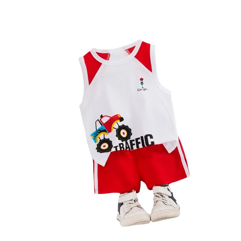 

Детская летняя одежда, 2 шт./компл., с мультяшными буквами, для мальчиков и девочек