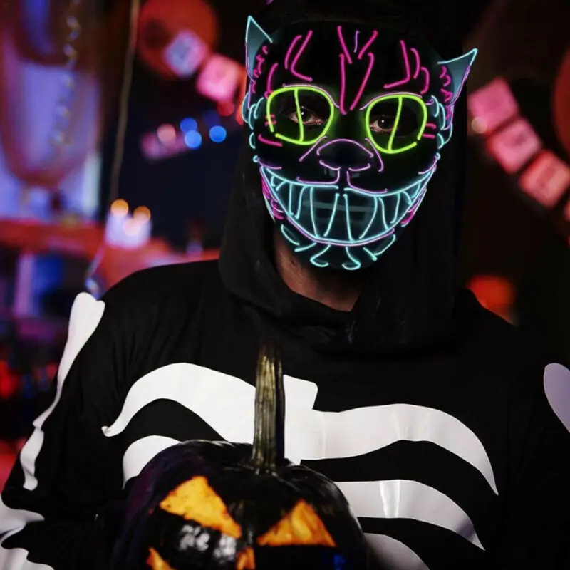 Светодиодная световая маска страшное улыбающееся лицо Rave очистка фестиваль