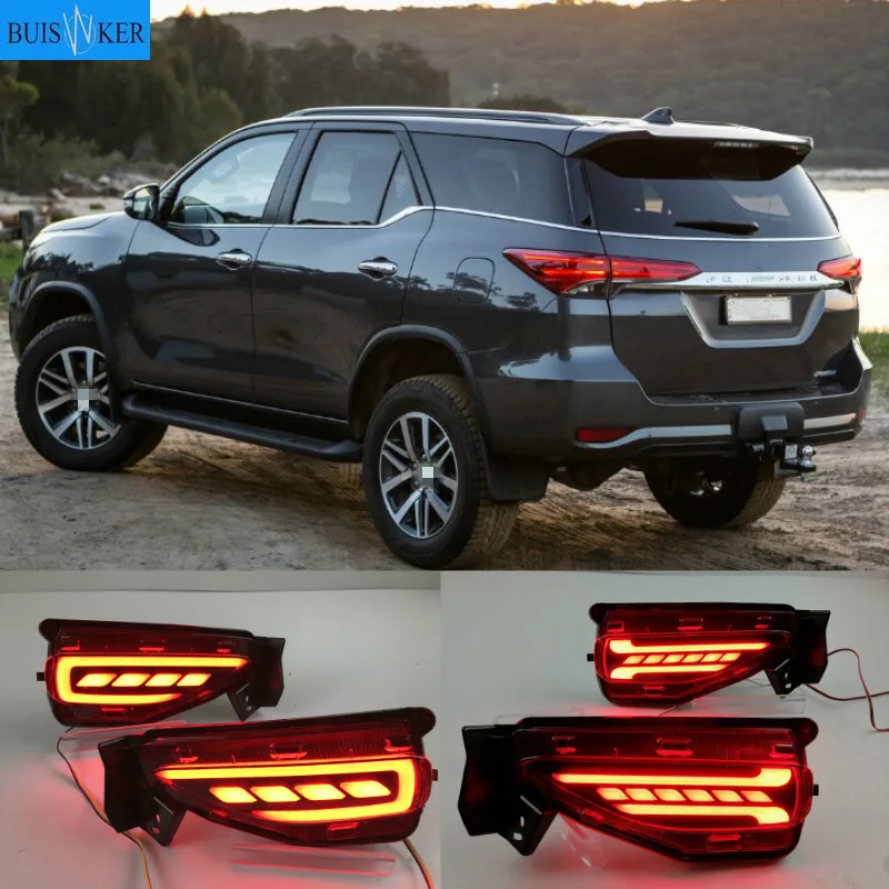 

2Pcs LED Reflector For Toyota Fortuner SW4 2015-2020 Rear Bumper Light Fog Lamp Brake Light Turn Signal Light
