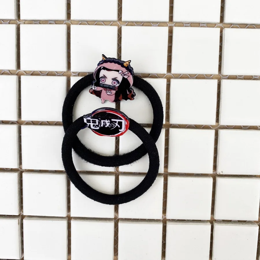 2Pcs/Set Anime Demon Slayer Kimetsu no Yaiba Hair Ropes Hair Ties Hair Bands Headwear Jewelry Accessories