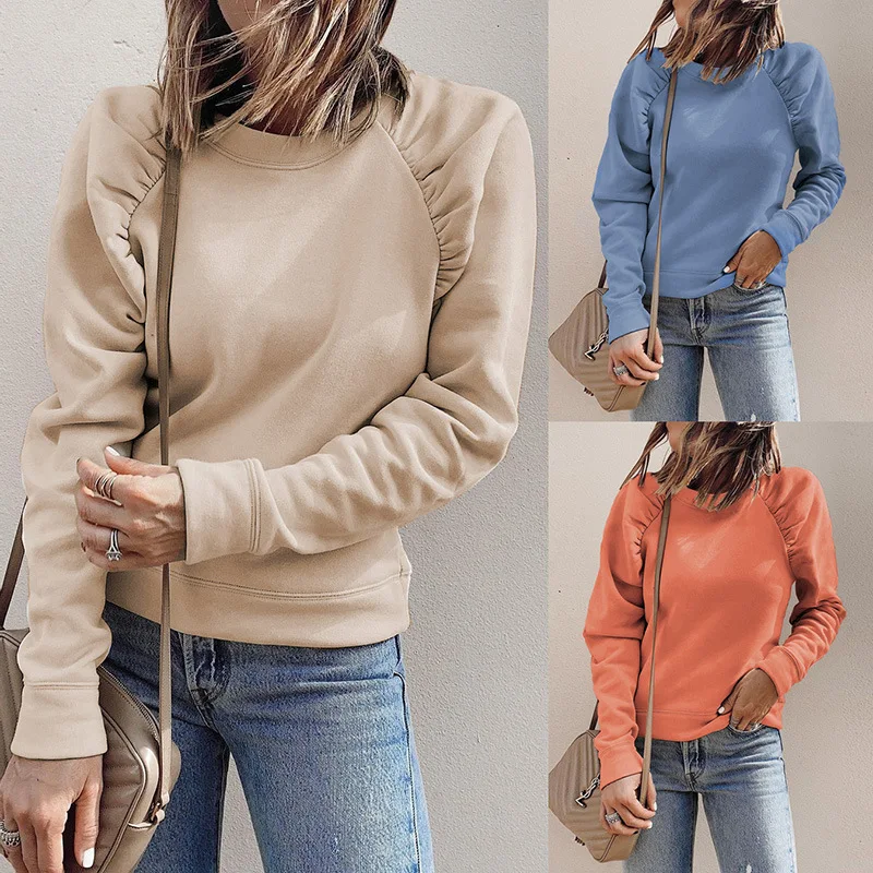 

Fashion crewneck sweatshirt Tops 2021 autumn winter long-sleeved bottoming O neck top sweatshirt women Casual sweatshirt Full