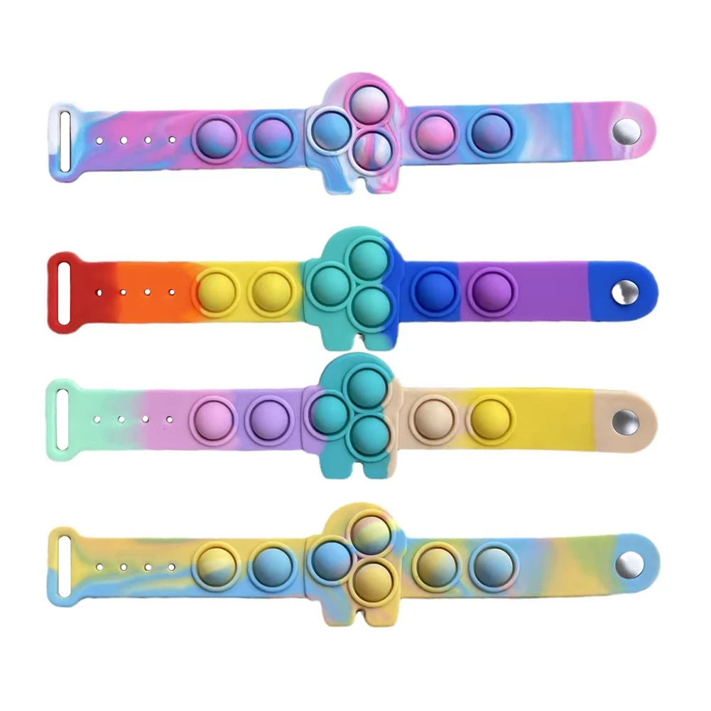 

Push Bubble Fidget Toys Soft Dimple Bracelet Decompression Squeeze Toy Anti Stress Reliever Autism Sensory Toy Kids Gift