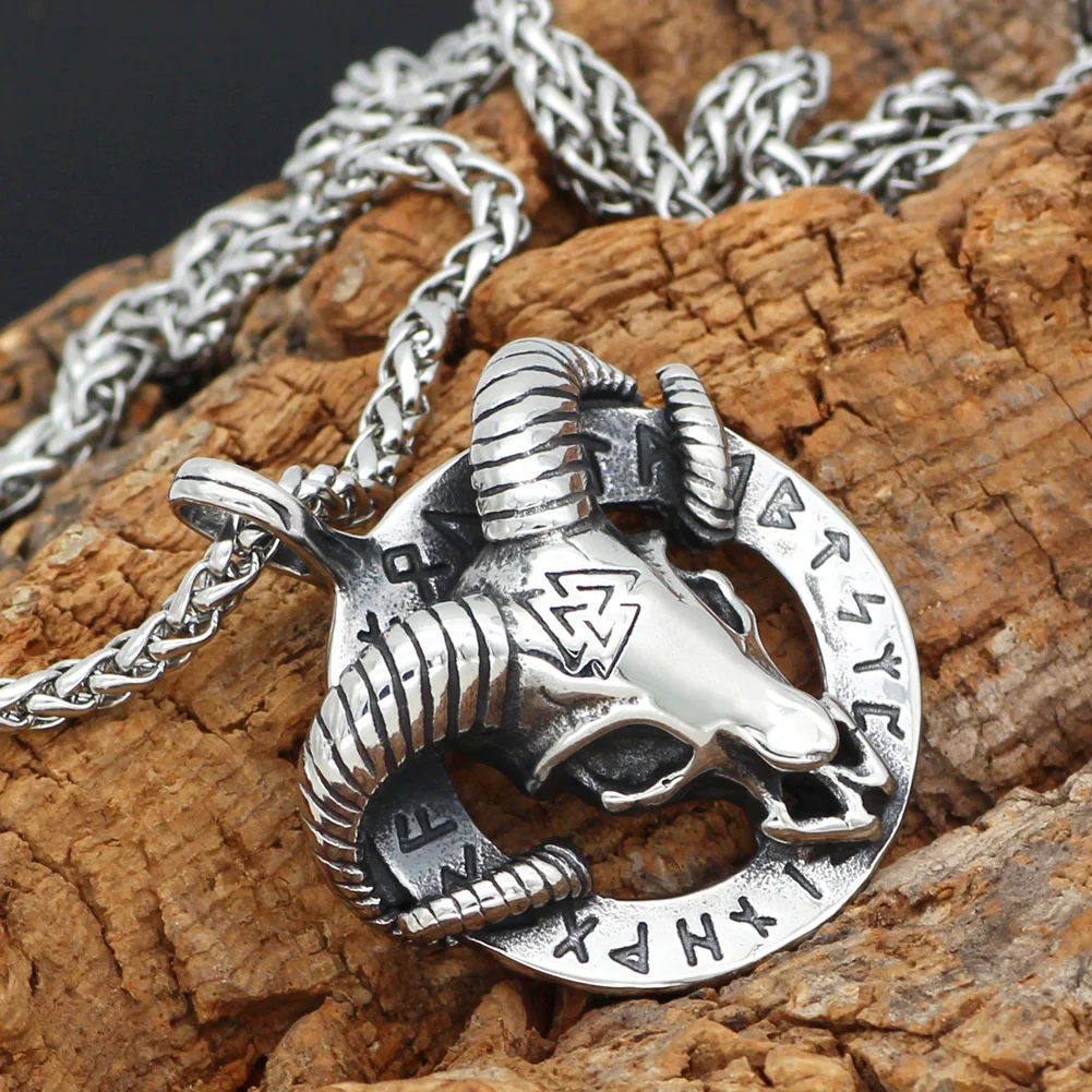Мужской скандинавский Викинг из нержавеющей стали амулет Тор Коза кулон valknut