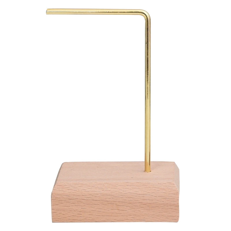 

Simple Wooden Base Metal Jewelry Display Stand for Dangle Earrings Hanging Rack, Ring Studs Tray