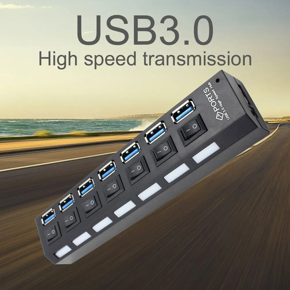Usb хаб 3 0 4/7 порты Micro USB разветвитель с адаптером питания Hab высокоскоростной 5