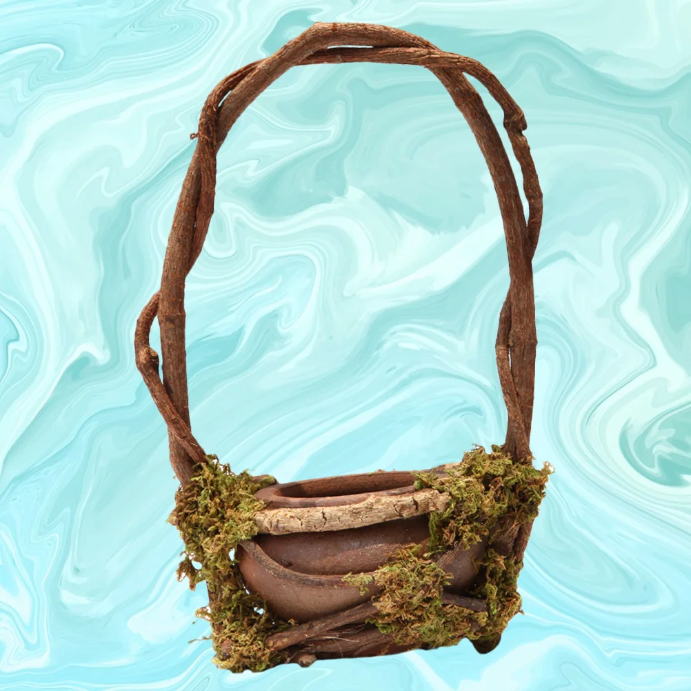 

Плетеный вручную садовый цветочный горшок из ротанга, глиняный цветочный горшок для бонсая и суккулентов