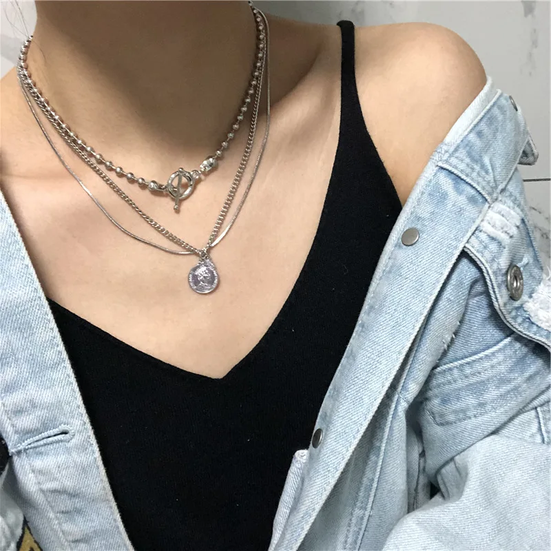 Модные Многослойные Чокеры-цепочки серебряного цвета геометрический Аватар