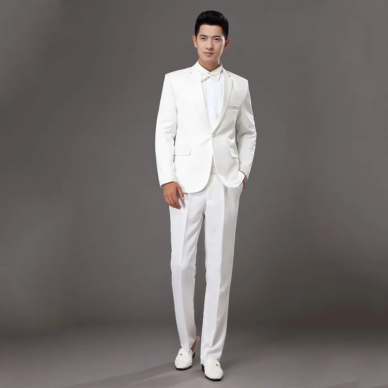 

Nightclub Wear Stage Costume Adult Suit Men New White Suits 2019 Performance Outfit For Singers Mens Costume DJ Costume VDB797