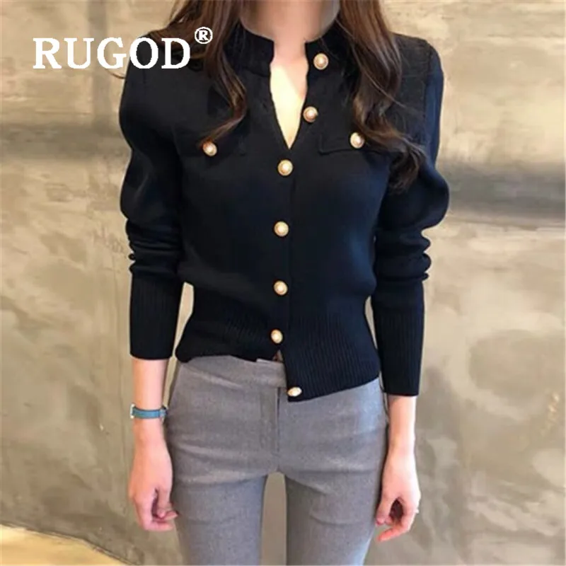 RUGOD Korean Style Sweater Women 2019 O-neck Solid Single Breasted Knitted Cardigans Casual Lady Pull Femme Hiver |