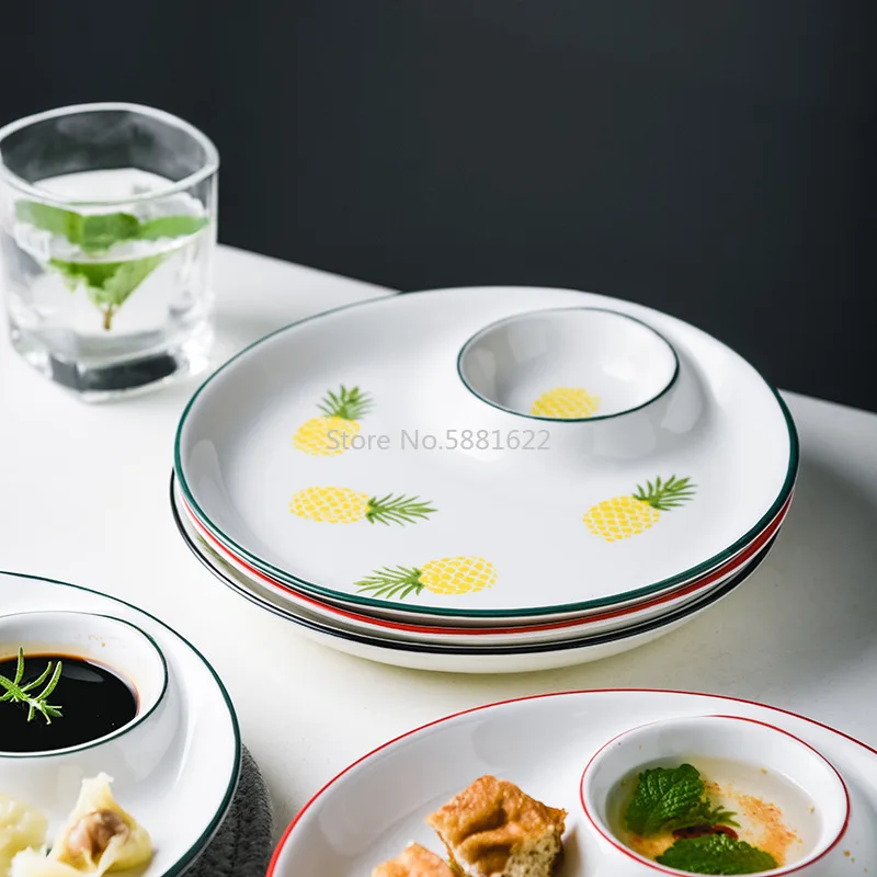 Домашняя керамическая тарелка в скандинавском стиле круглая