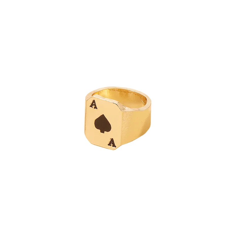 

Trendy Playing Card Ace of Spades Ring Simple Geometric Metal Hip-Hop Alloy Unisex Ring Daily Party Jewelry Accessories
