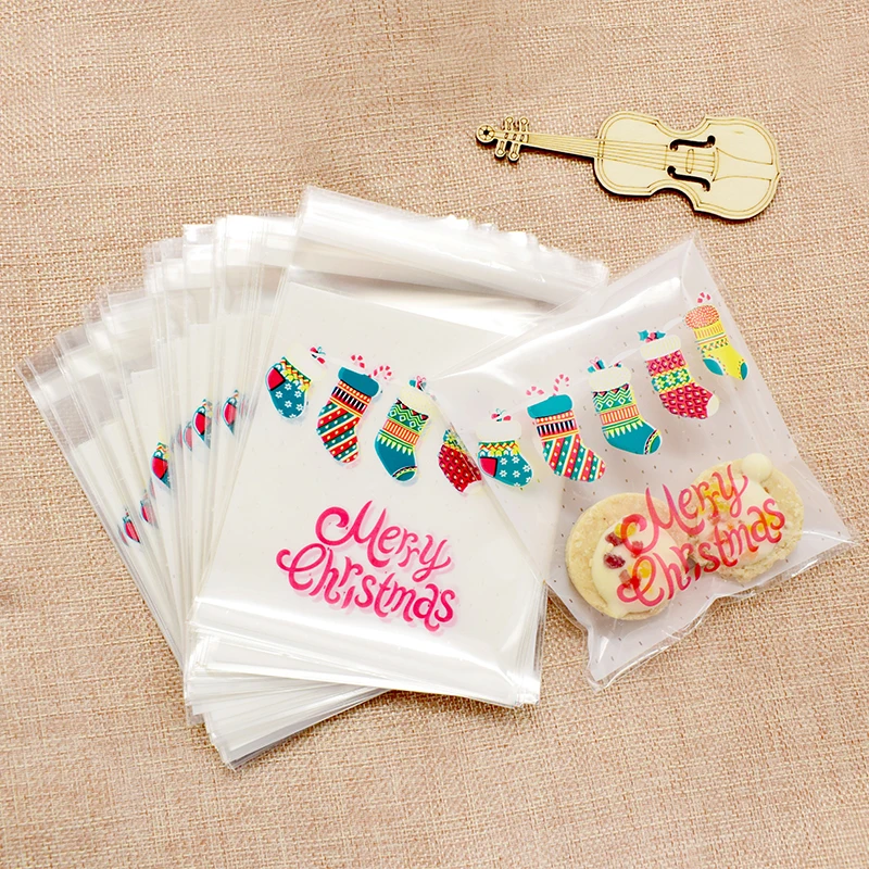 2019 10 шт красочные рождественские носки пластиковые печенья упаковка сумки