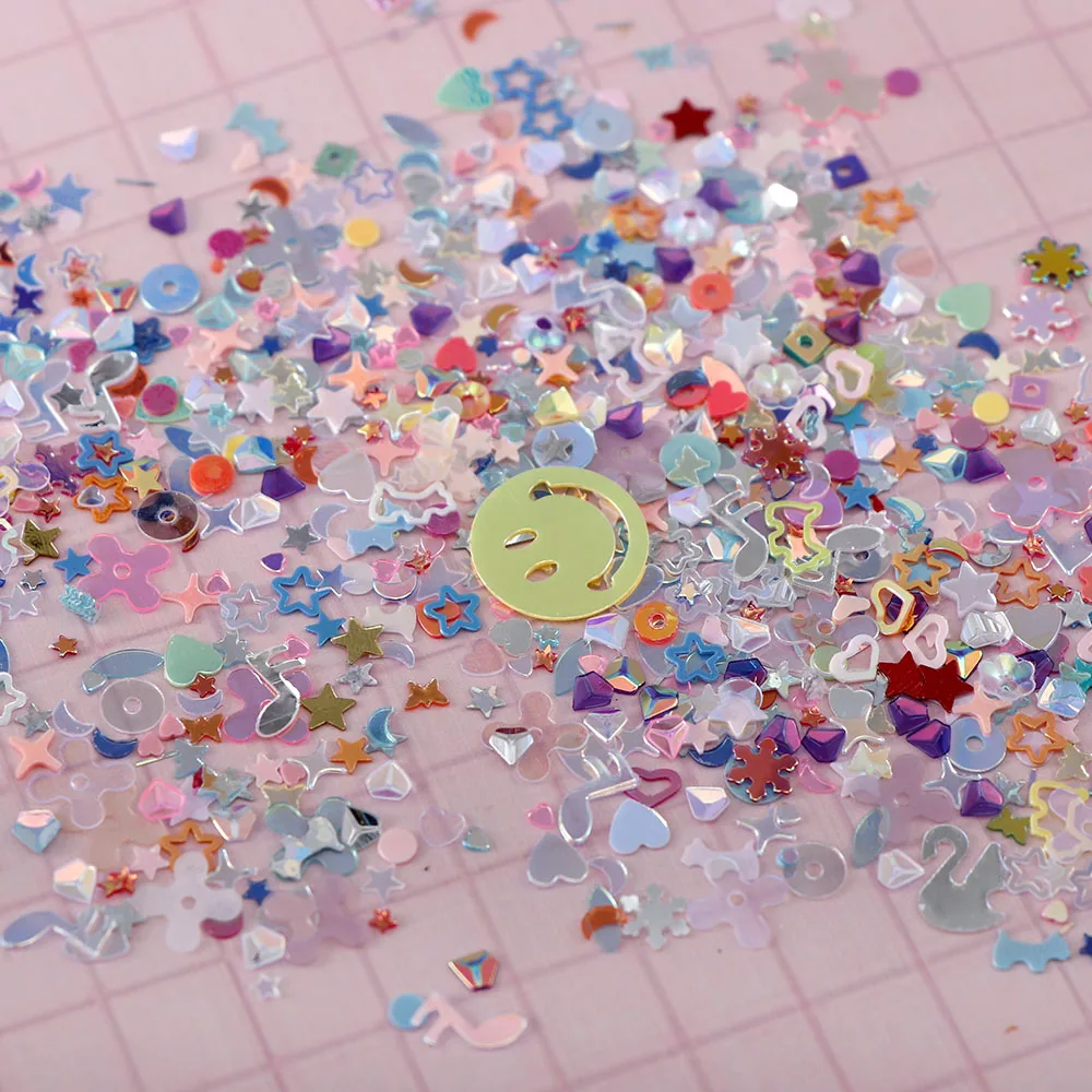 

14g Colourful Snowflake PVC Plastic Mini Shell Heart Smile Home Party Wedding Decor Embellishment DIY Sewing Decoration