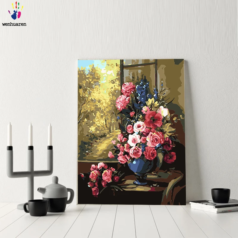 Картины маслом &quotсделай сам&quot состоят из цифр и цветов а картины маленьких