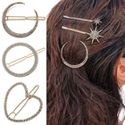 Модные с геометрическим рисунком с изображением Луны и звезд, заколка для волос, сплав Стразы заколки для волос для женщин сторона заколки для волос для девочек, женские аксессуары для волос зажим для волос Головные уборы