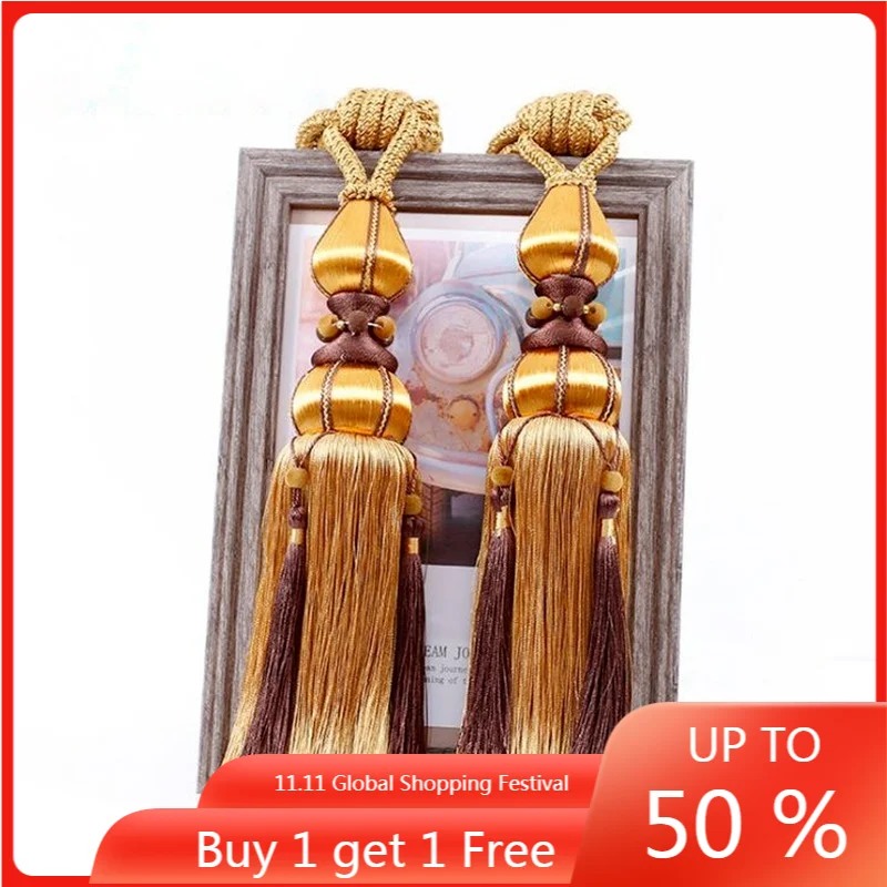 

European High-End Tassel Hanging Ball Curtain Tassel Strap All-Match Single Ball Tassel Rope Pendant bolas huecas decor