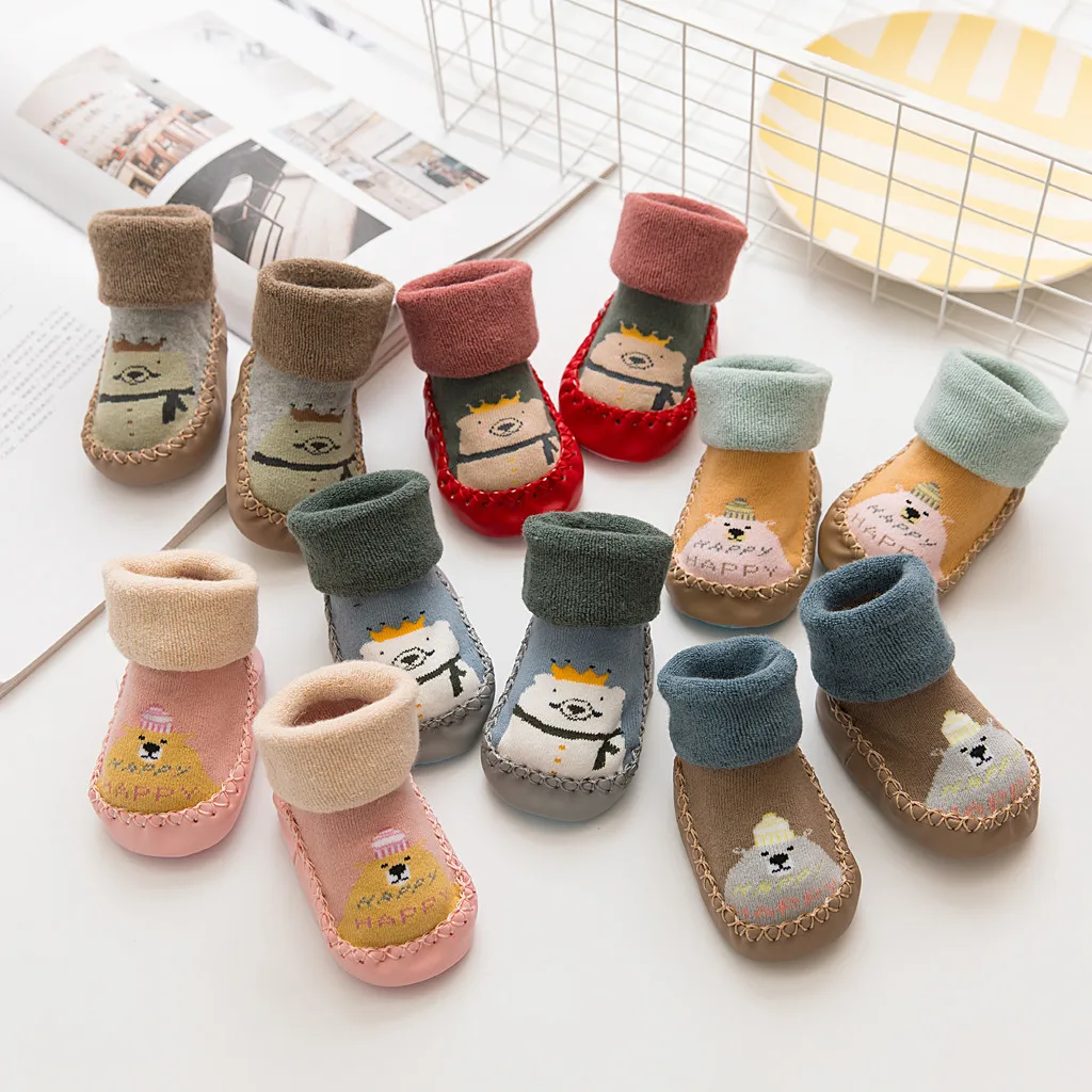 Зимние носки для малышей носки для мальчиков и девочек chaussette enfant, хлопковые детские гетры, детские носки-тапочки нескользящие носки для малышей
